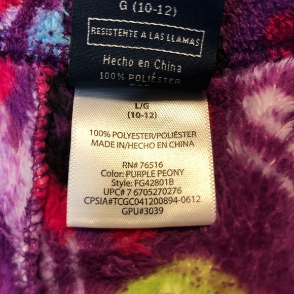 Faded Glory Girl’s Elastic Waist Peace Design Purple Peony Pajama Bottom size L - Picture 7 of 8